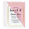 Sweet 16 Birthday Party Pink Gold Elegant Dots Card