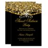 Sweet 16 Party Glitter Gold Black Invitation