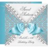 Sweet 16 Sixteen Teal Blue White Diamond Party 2 Card