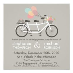 Tandem Bicycle Engagement Party Card