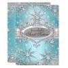 Teal Blue Princess Winter Wonderland Sweet 16 Card