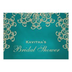 Teal and Gold Indian Inspired Bridal Shower Card - Image 2