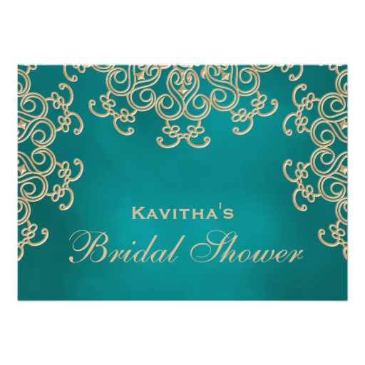 Teal and Gold Indian Inspired Bridal Shower Card - Image 2