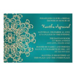 Teal and Gold Indian Inspired Bridal Shower Card