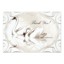 Thank You Elegant Wedding Cream White Swans Set Card