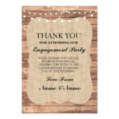 Thank You Rustic Cards Wood Burlap BBQ Engagement