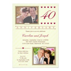 Then and Now 40th Wedding Anniversary Invitation