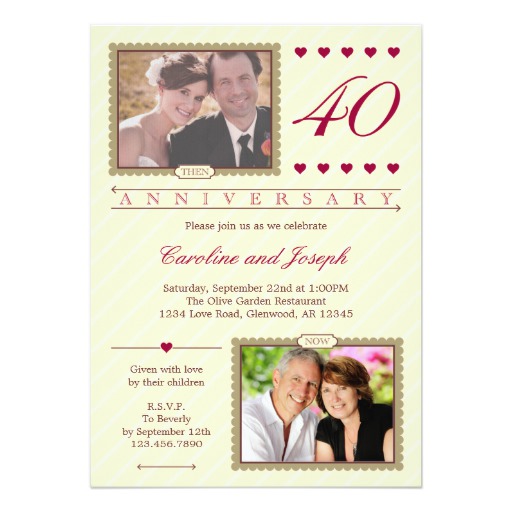 Then and Now 40th Wedding Anniversary Invitation