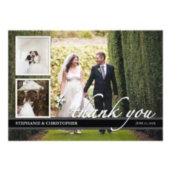 Timeless Chic Wedding Thank You Three Photo Card