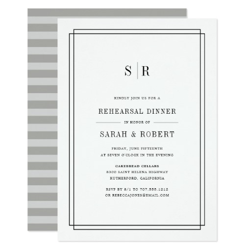 Timeless Monogram Rehearsal Dinner Invitation