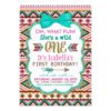 Tribal Wild One First Birthday Party Invitations