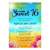 Tropical Beach Pink Hibiscus Sweet 16 Birthday Card