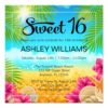 Tropical Beach Pink Hibiscus Sweet 16 Birthday Card