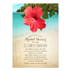 Tropical Hibiscus Beach Themed Bridal Shower Card