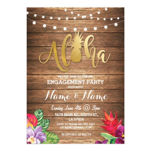 Tropical Luau Aloha Floral Engagement Party Invite