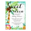 Tropical Luau Watercolor Faux Glitter Sweet 16 Card