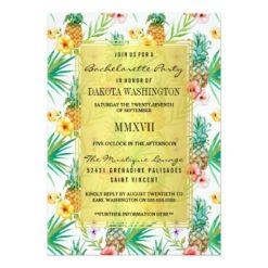 Tropical Pineapple & Hibiscus Bachelorette Party Card