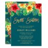 Tropical Watercolor Flowers Sweet 16 Birthday Card