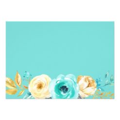 Turquoise Gold Botanical Floral Wedding Thank You Card - Image 2