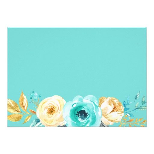 Turquoise Gold Botanical Floral Wedding Thank You Card - Image 2