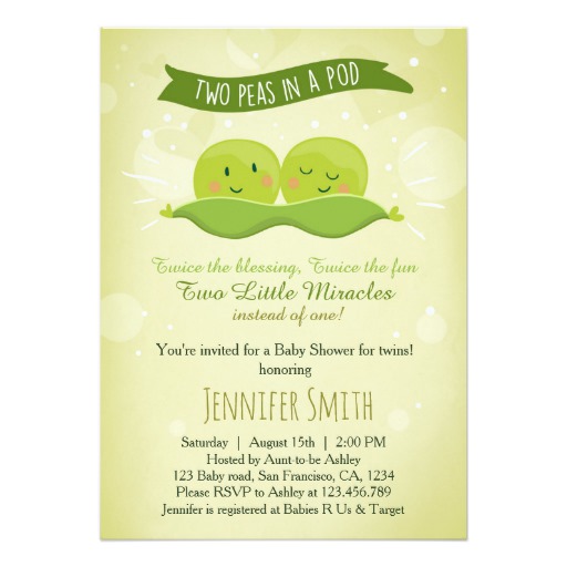 Twin Baby Shower Invitation Two Peas In A Pod
