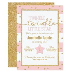 Twinkle Twinkle Pink and Gold Birthday Invitation