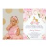 Unicorn birthday  FIRST Floral Invitation