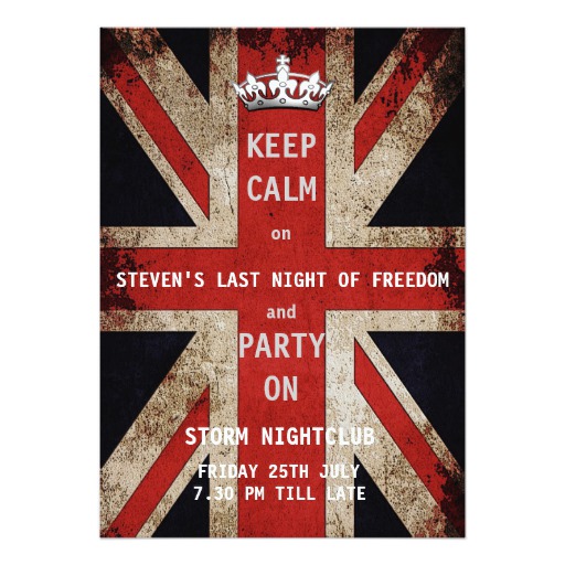 Union Jack UK Flag Bachelor Party Card