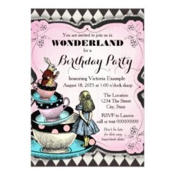 Vintage Alice in Wonderland Birthday Party Card