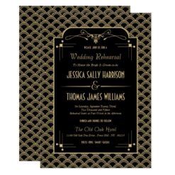 Vintage Art Deco Gatsby Wedding Rehearsal Dinner Card
