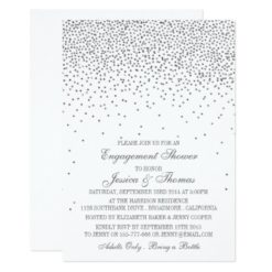 Vintage Glam Silver Confetti Engagement Shower Card