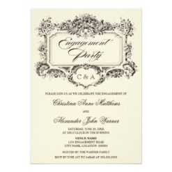 Vintage Ornament Engagement Party Card