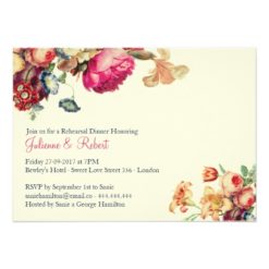 Vintage Pink Floral Wedding Rehearsal Dinner Card