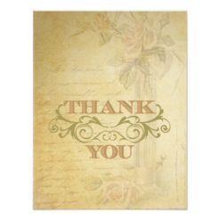 Vintage Pink Rose & Swirl Wedding Thank You Cards