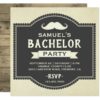 Vintage Rustic Mustache Bachelor Party Invitation