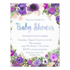 Watercolor Floral Baby Shower Card