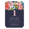 Watercolor Floral Girls 1st Birthday Invite