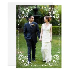 Wedding Photo Border White Scrolls | Thank You Card