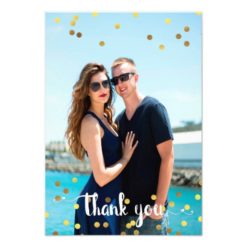 Wedding  Photo Thank You Faux Gold Foil Confetti Card