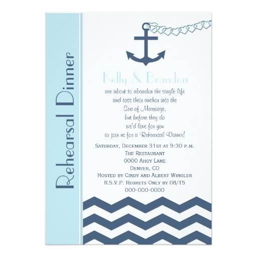 Wedding Rehearsal Dinner Invitation - Nautical
