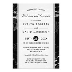 Wedding Rehearsal Dinner Modern Black White Marble Card