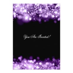 Wedding Rehearsal Dinner Sparkling Lights Purple Card - Image 2