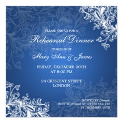 Wedding Rehearsal Dinner Vintage Swirls Blue Card