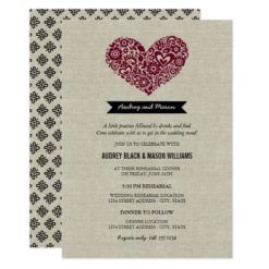 Wedding Rehearsal and Dinner | Burgundy Heart Card