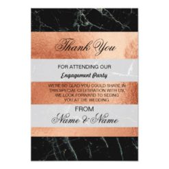 Wedding Thank You Card Black Marble Rose Gold