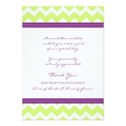 Wedding Thank You Cards Plum Lime Chevron - Image 2