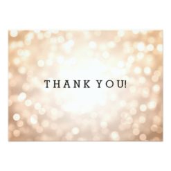 Wedding Thank You Note Copper Glitter Lights Card