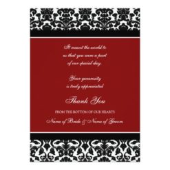 Wedding Thank You Photo Cards Red Damask - Image 2