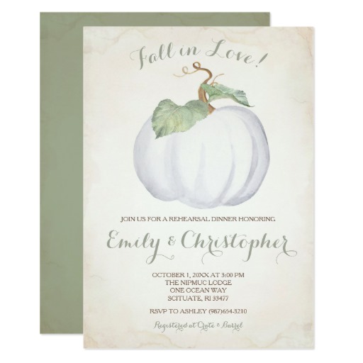 White Pumpkin Rehearsal Dinner Invitation