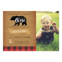 Wild One Bear | First Birthday Party Photo Card